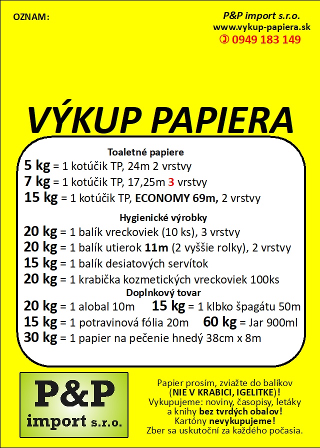 VÝKUP PAPIERA V OBCI